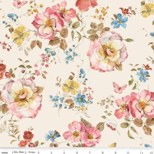 Countryside Main C14530 Sand by Riley Blake Designs - Floral Flowers - Quilting Cotton Fabric