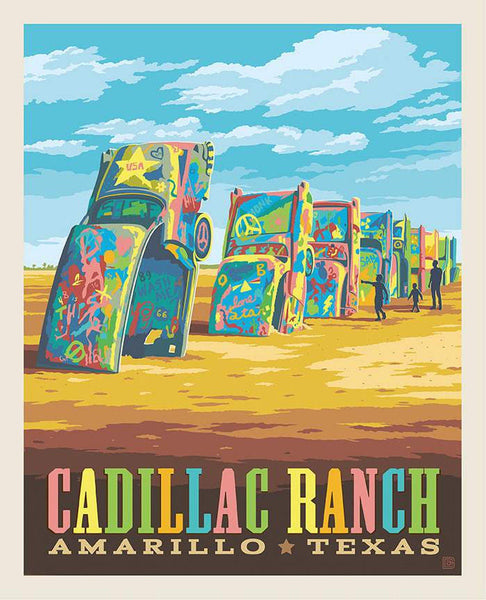 SALE Route 66 Cadillac Ranch PD15016 Panel by Riley Blake Designs - Quilting Cotton Fabric