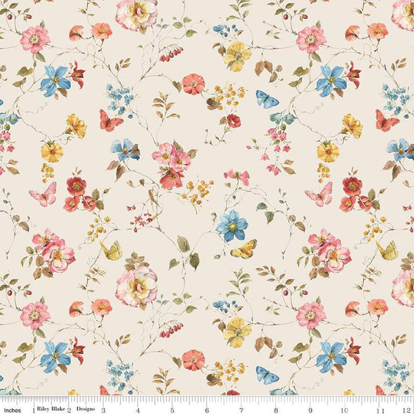 Countryside Floral C14533 Sand by Riley Blake Designs - Floral Flowers  - Quilting Cotton Fabric