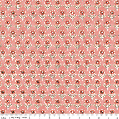 Fat Quarter End of Bolt - CLEARANCE Countryside Blossom C14534 Coral by Riley Blake Designs - Floral Flowers - Quilting Cotton Fabric