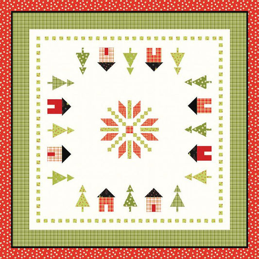SALE On the Square Quilt PATTERN P157 - Sandy Gervais - Riley Blake Designs - INSTRUCTIONS Only - Pieced Houses Trees Snowflake