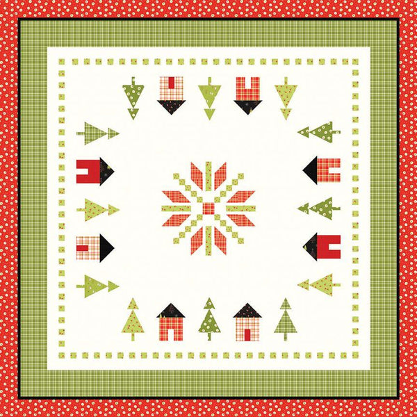 On the Square Quilt PATTERN P157 by Sandy Gervais - Riley Blake Designs - INSTRUCTIONS Only - Pieced Houses Trees Snowflake