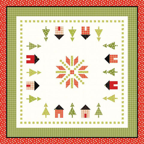 On the Square Quilt PATTERN P157 by Sandy Gervais - Riley Blake Designs - INSTRUCTIONS Only - Pieced Houses Trees Snowflake