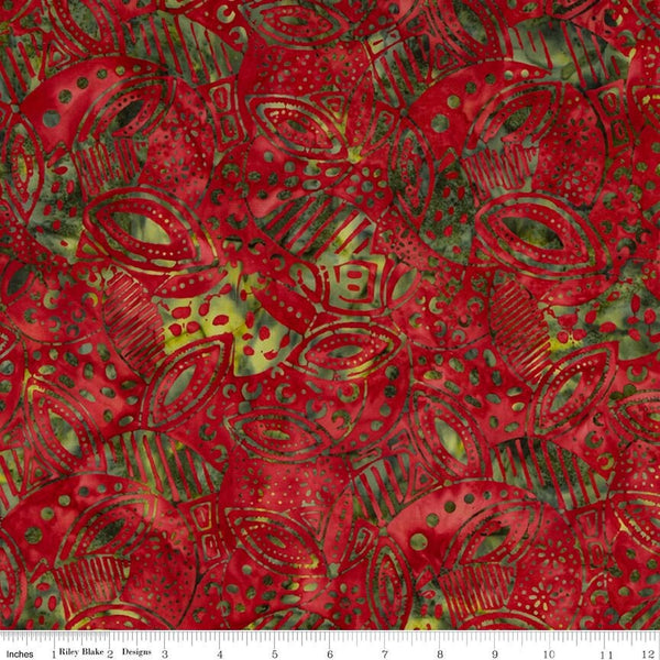 SALE Batiks Expressions BTCB1028 Dark Red Multi - Riley Blake Designs - Hand-Dyed Tjaps Print - Quilting Cotton Fabric