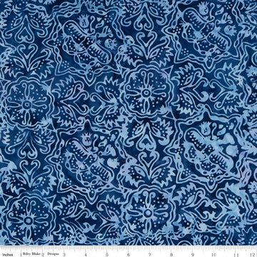 SALE Batiks Expressions BTCB1011 Capri Blue - Riley Blake Designs - Hand-Dyed Tjaps Print - Quilting Cotton Fabric