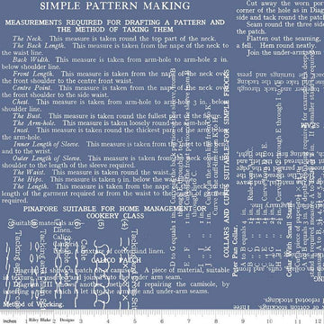 3-Yard Cut - SALE Sew Text WIDEBACK WB13870 Denim - Riley Blake Designs - 108" - Sewing Themes - Quilting Cotton Fabric