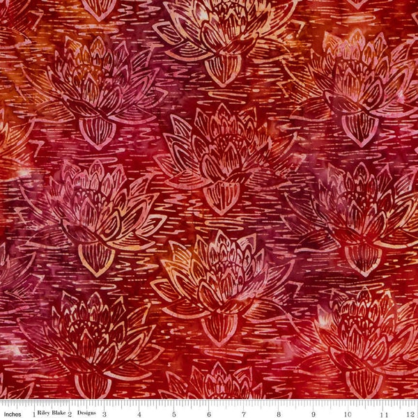 SALE Batiks Expressions BTPT1102 Tomato Red - Riley Blake Designs - Hand-Dyed Tjaps Print - Quilting Cotton Fabric