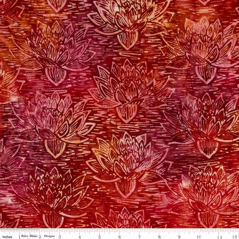 SALE Batiks Expressions BTPT1102 Tomato Red - Riley Blake Designs - Hand-Dyed Tjaps Print - Quilting Cotton Fabric