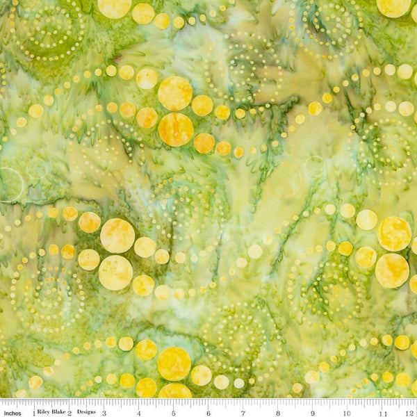 SALE Batiks Expressions BTPT1091 Lemon Lime - Riley Blake Designs - Hand-Dyed Tjaps Print - Quilting Cotton Fabric