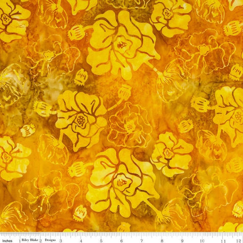 SALE Batiks Expressions BTPT1080 Gold - Riley Blake Designs - Hand-Dyed Tjaps Print - Quilting Cotton Fabric