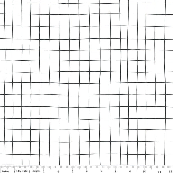 1yd 7" End of Bolt - Wild and Free Grid WIDE BACK WB14203 White - Riley Blake Designs - Irregular Grid  - Quilting Cotton Fabric