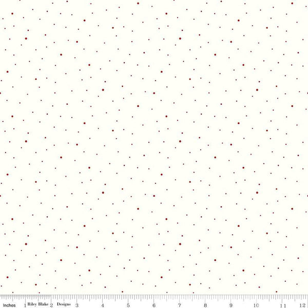 2yrd 11" End of Bolt - SALE Dapple Dot on White WIDE BACK WB645 Barn Red-Riley Blake Designs - 107/108" Wide Pin Dots-Quilting Cotton Fabric
