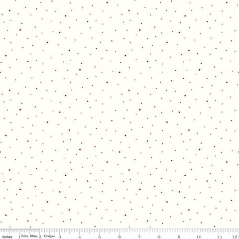 1yd 21" End of Bolt - Dapple Dot on White WIDE BACK WB645 Barn Red - Riley Blake Designs - 107/108" Wide Pin Dots  - Quilting Cotton Fabric