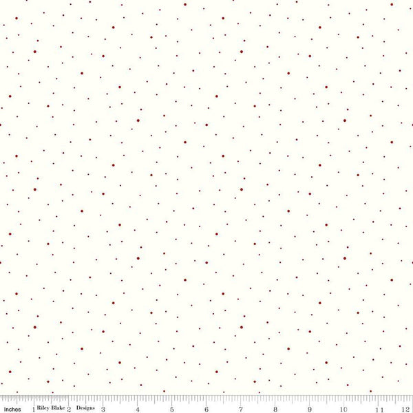 2yrd 11" End of Bolt - SALE Dapple Dot on White WIDE BACK WB645 Barn Red-Riley Blake Designs - 107/108" Wide Pin Dots-Quilting Cotton Fabric