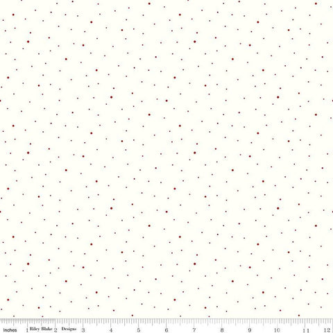 2yrd 11" End of Bolt - SALE Dapple Dot on White WIDE BACK WB645 Barn Red-Riley Blake Designs - 107/108" Wide Pin Dots-Quilting Cotton Fabric