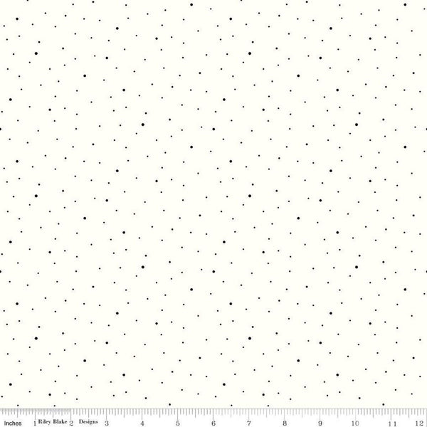 1 Yard 30" end of bolt - SALE Dapple Dot on White WIDE BACK WB645 Black - Riley Blake Designs - 107/108" Wide Dots  - Quilting Cotton Fabric
