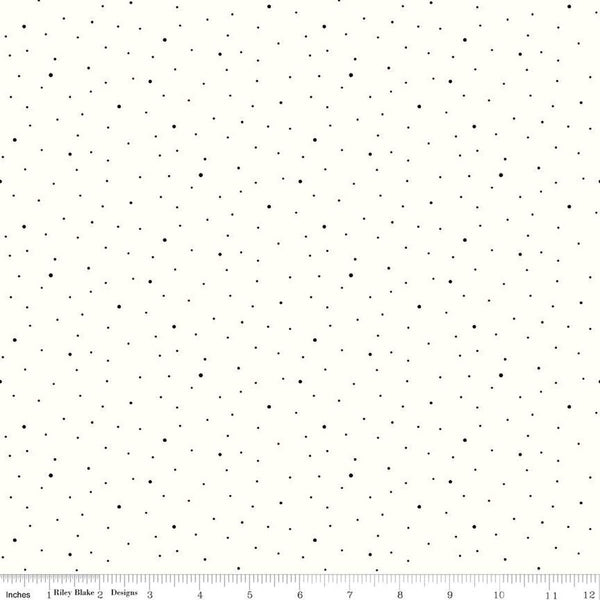 1 Yard 30" Cut - SALE Dapple Dot on White WIDE BACK WB645 Black - Riley Blake Designs - 107/108" Wide Pin Dots  - Quilting Cotton Fabric