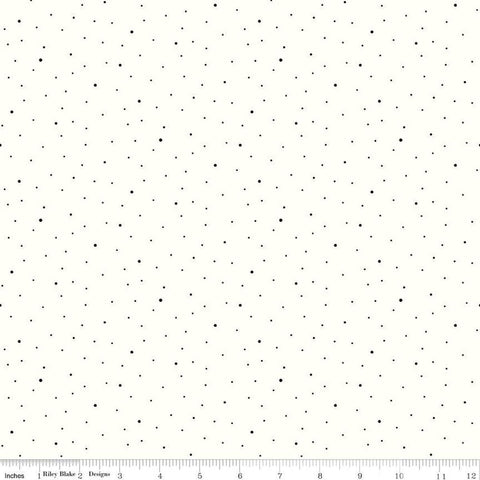 1 Yard 30" Cut - SALE Dapple Dot on White WIDE BACK WB645 Black - Riley Blake Designs - 107/108" Wide Pin Dots  - Quilting Cotton Fabric