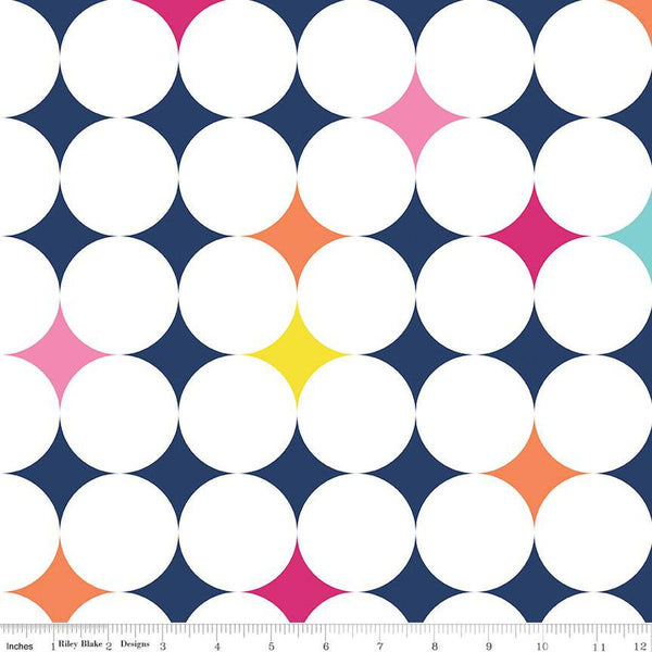 3 Yard Cut - Effervescence WIDE BACK WB13735 Navy - Riley Blake Designs - Geometric Circles  - Quilting Cotton Fabric