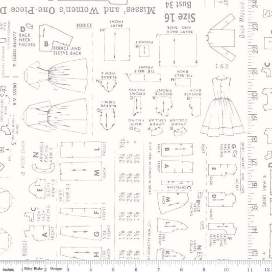 3-Yard Cut - SALE Bee Backings Pattern WIDEBACK WB6421 Gray - Riley Blake - 108" - Lori Holt - Quilting Cotton Fabric