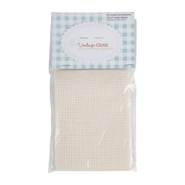 SALE Lori Holt Vintage Cloth 10-Count VC18 Tula Buttermilk  - Riley Blake Designs - 17" x 17" Rayon/Cotton Blend - Counted Cross Stitch