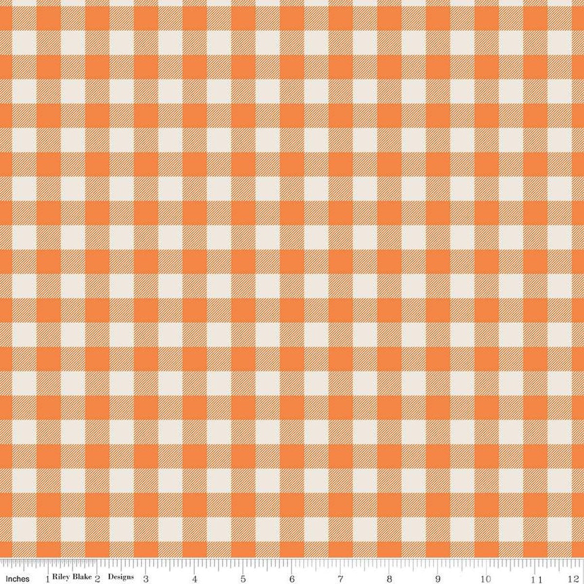 Image of orange, pumpkin colored 1/2 inch gingham stripe from the Riley Blake Pumpkin Spice collection.
Cute Little Fabric Shop