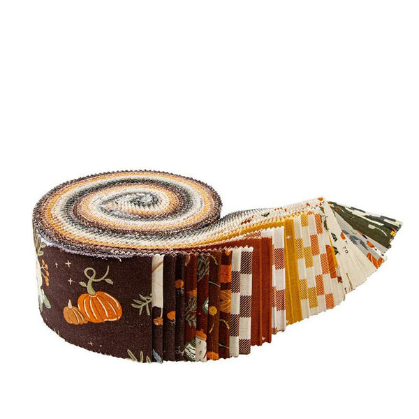 SALE Pumpkin Spice 2.5 Inch Rolie Polie Jelly Roll 40 pieces - Riley Blake - Precut Pre cut Bundle - Halloween - Quilting Cotton Fabric