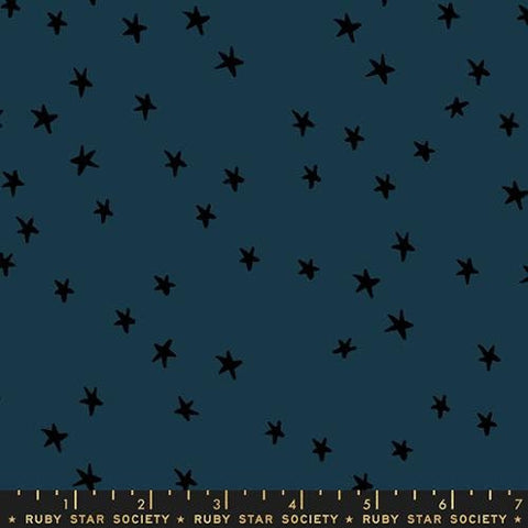 2 Yards 28" End of Bolt - Starry WIDE BACK RS4111 Smoke - Moda Fabrics - 107/108" Wide Stars Navy Blue - Quilting Cotton Fabric