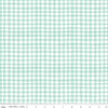Clover Farm from Riley Blake Designs. Image depicts irregular mint green gingham stripes. Quilting cotton fabric. 
Cute Little Fabric Shop