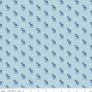 Cozy Christmas Reindeer C5364 Blue by Riley Blake Designs - Lori Holt - Quilting Cotton Fabric