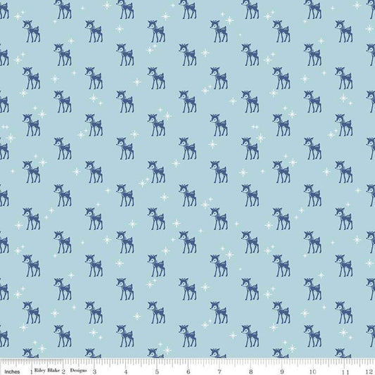 Cozy Christmas Reindeer C5364 Blue by Riley Blake Designs - Lori Holt - Quilting Cotton Fabric