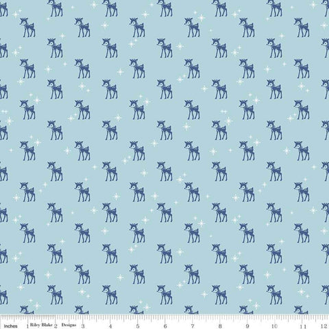 Cozy Christmas Reindeer C5364 Blue by Riley Blake Designs - Lori Holt - Quilting Cotton Fabric