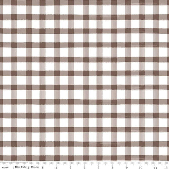 Image of Monthly Placemats 2 Gingham Brown from Riley Blake Designs. Features an brown printed gingham pattern. 
Cute Little Fabric Shop