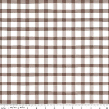 Image of Monthly Placemats 2 Gingham Brown from Riley Blake Designs. Features an brown printed gingham pattern. 
Cute Little Fabric Shop