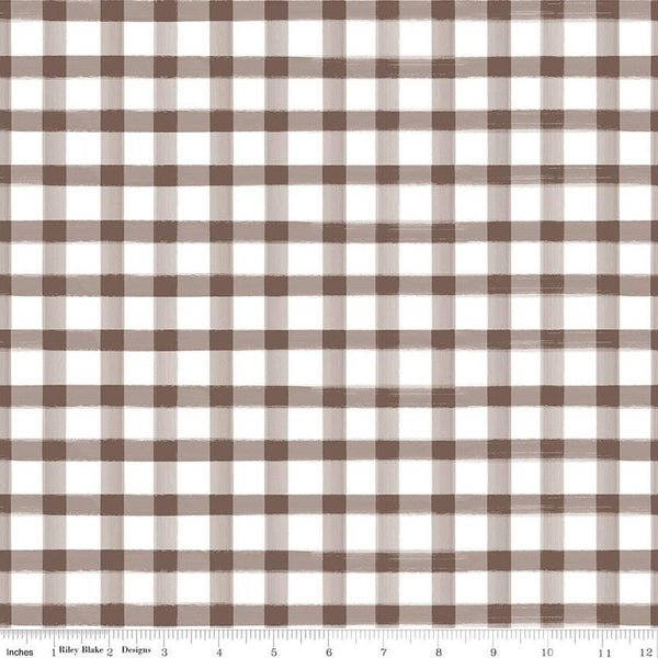 Image of Monthly Placemats 2 Gingham Brown from Riley Blake Designs. Features an brown printed gingham pattern. 
Cute Little Fabric Shop