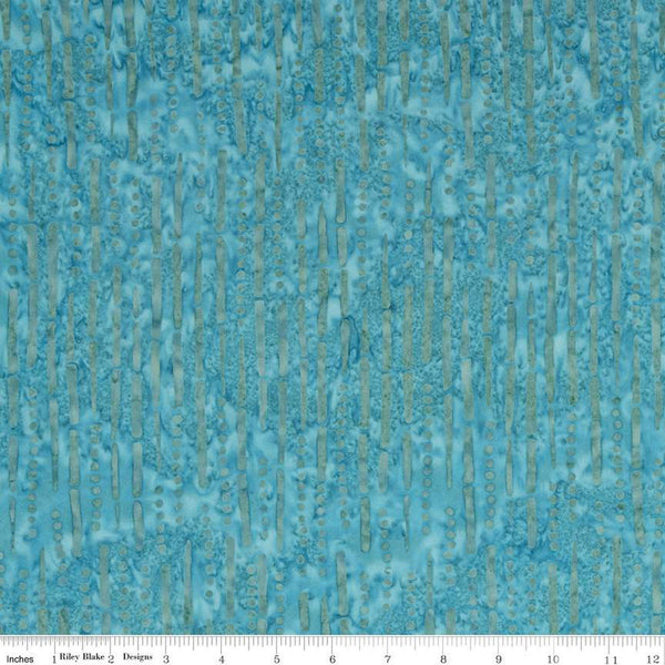 Image of the Expressions Batiks Hand-Dyes Tropical quilting cotton fabric from Riley Blake Designs. Features turquoise blue fabric with variations in saturation and pattern. 
Cute Little Fabric Shop