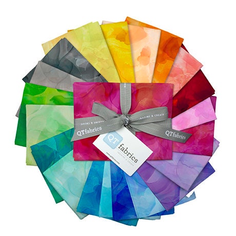 SALE Aura Watercolor Blender Brights Fat Quarter Bundle 20 pieces - QT Fabrics - Pre cut Precut - Quilting Cotton Fabric