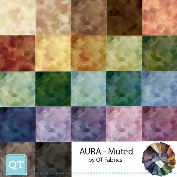 Aura Watercolor Blender Jewel Fat Quarter Bundle 22 pieces - QT Fabrics - Pre cut Precut - Quilting Cotton Fabric