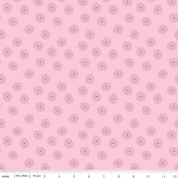17" End of Bolt - SALE Bee Basics Blossom C6404 Pink by Riley Blake Designs - Floral Flowers - Lori Holt - Quilting Cotton Fabric