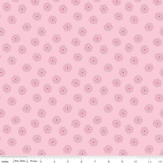 17" End of Bolt - SALE Bee Basics Blossom C6404 Pink by Riley Blake Designs - Floral Flowers - Lori Holt - Quilting Cotton Fabric