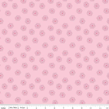 Fat Quarter End of Bolt - SALE Bee Basics Blossom C6404 Pink by Riley Blake Designs - Floral Flowers - Lori Holt - Quilting Cotton Fabric