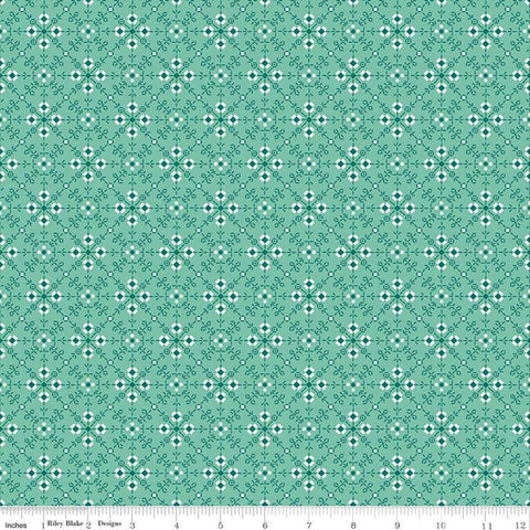 Granny Chic Stitches C8524 Teal by Riley Blake Designs - Lori Holt - Diagonal Geometric - Quilting Cotton Fabric