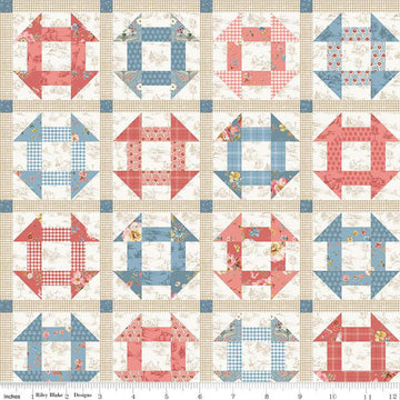 SALE Countryside Churn Dash Cheater Print C15071 Multi - Riley Blake - PRINTED Churn Dash Block Sashing Posts - Quilting Cotton Fabric
