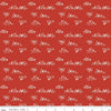 Image of Christmas Is in Town Snowballs Red by Riley Blake Designs. Features clusters of white snowballs on a red background. 
Cute Little Fabric Shop