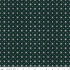Image of Christmas Is in Town Stars Forest by Riley Blake Designs. Features arranged sparkle stars on a dark green background. 
Cute Little Fabric Shop