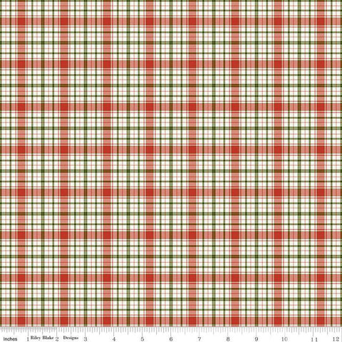 Image of Christmas Is in Town Plaid Multi by Riley Blake Designs. Features a small plaid pattern with red, green, and cream. 
Cute Little Fabric Shop