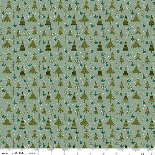 Christmas Is in Town Trees Sage by Riley Blake Designs. Features pine trees and birds on a speckled green background.
Cute Little Fabric Shop