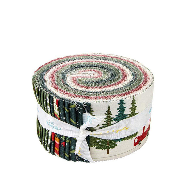 Image of Christmas Is in Town rolie polie by Riley Blake Designs. Features a cream fabric with trees, cabins, people, and snow.
Cute Little Fabric Shop