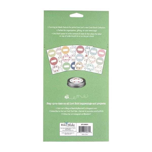 Lori Holt Cookbook Canning Jar Labels ST-24601 - Riley Blake Designs - 24 Labels - 2 1/2" Circles - Wide-Mouth Jar Lid or Jar Front