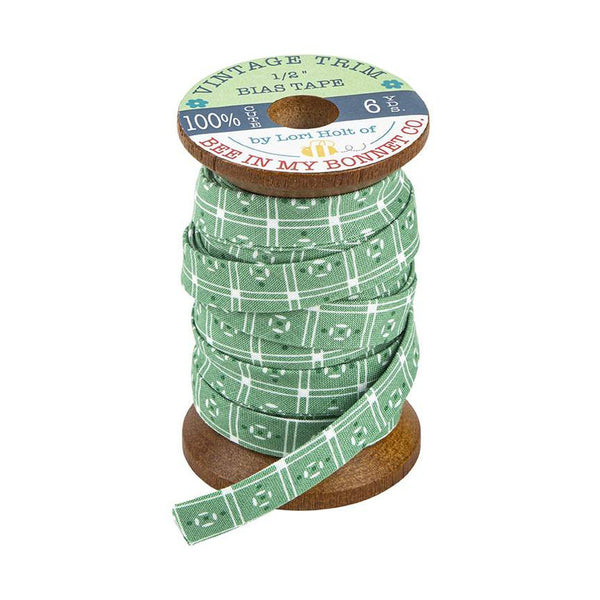 SALE Lori Holt 1/2" Double Fold Cook Book Bias Tape ST-24570 Alpine Linoleum - Riley Blake Designs - 6 Yards on Wood Spool